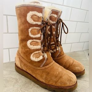 Ugh “Rommy” Lace-Up Shearling Boots